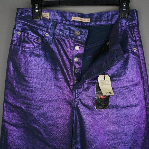 Levi's Premium Candy Coated Ribcage Straight Ankle Jeans in Purple size 28 - Picture 13 of 16